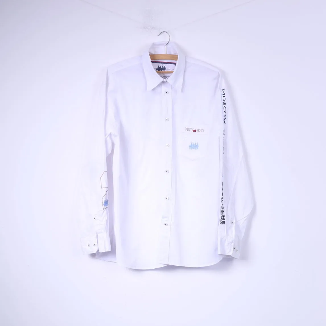 Van Santen & Van Santen Mens XL Casual Shirt White Long Sleeve Polo Moscow Top