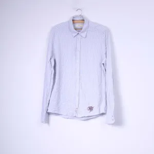 Venti Mens M Casual Shirt Striped Light Grey Long Sleeve Striped Cotton Top
