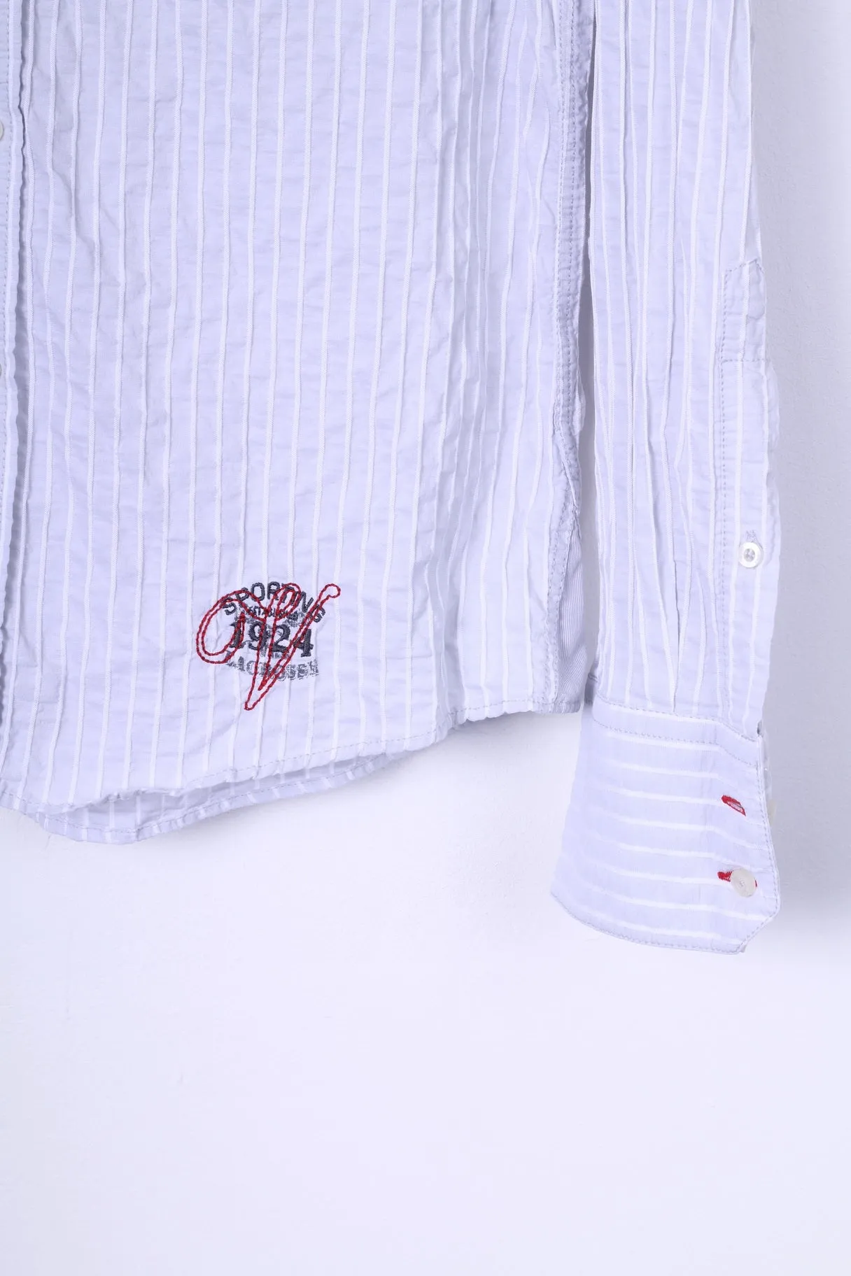Venti Mens M Casual Shirt Striped Light Grey Long Sleeve Striped Cotton Top