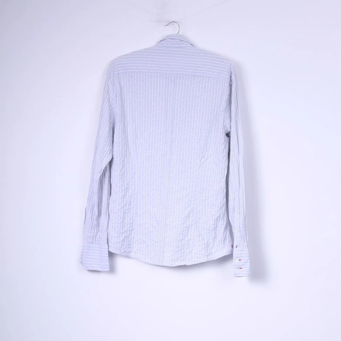 Venti Mens M Casual Shirt Striped Light Grey Long Sleeve Striped Cotton Top