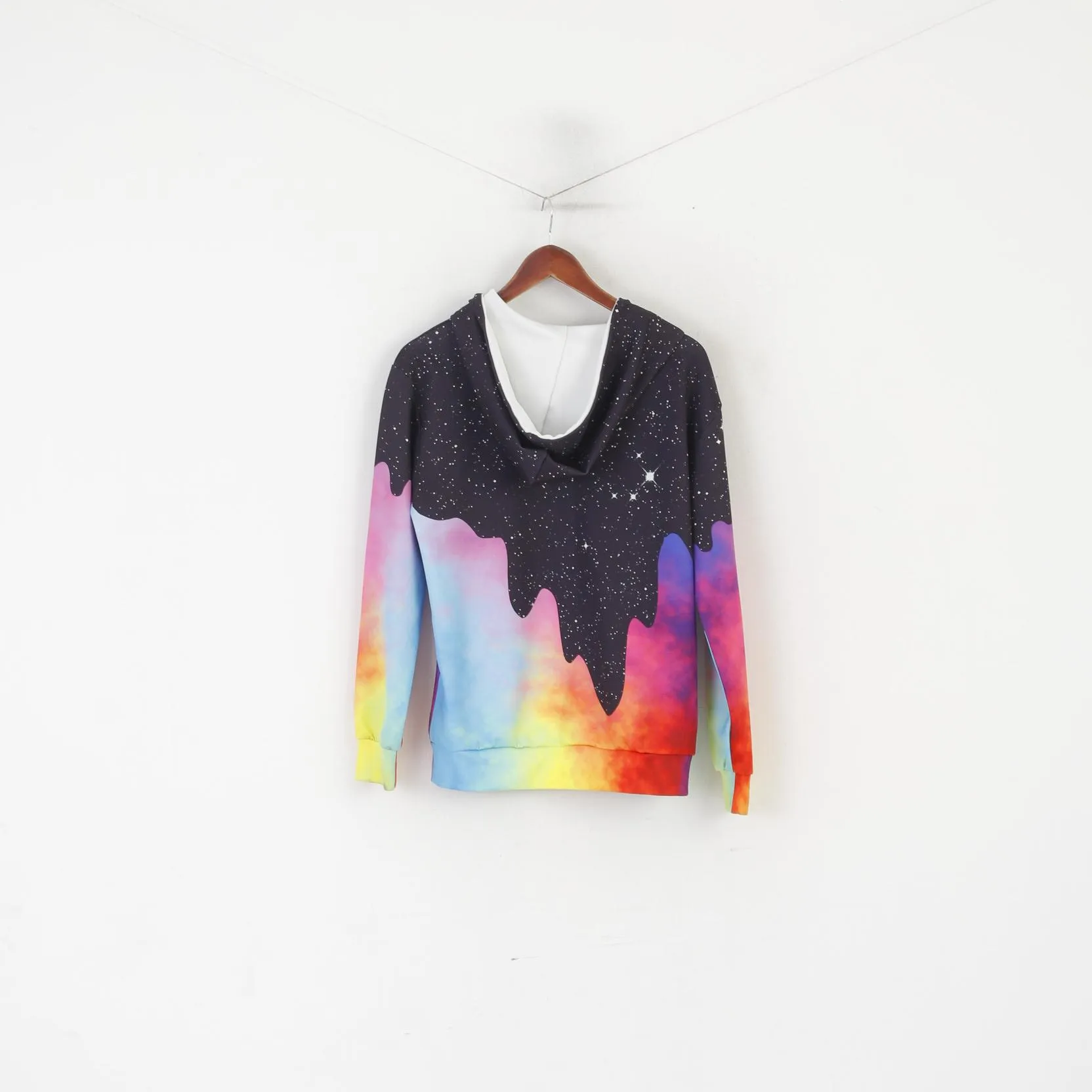 Vintage Men S Sweatshirt Black Pink Printed Paint Shiny Hooded Full Zipper Top